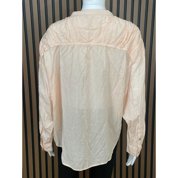 Pilcro Women's Top Blouse Shirt Peasant Henley Button Lightweight Soft Pink Boho - Picture 2 of 9